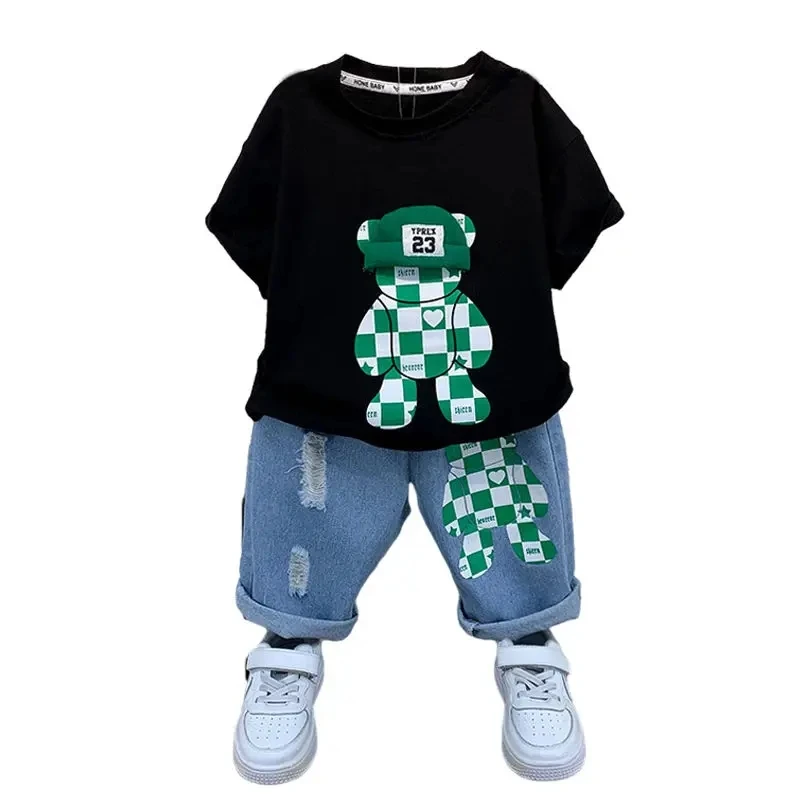 New Selling Summer Baby Boys Clothing Sets Tops bear T-shirt +Short Pants 2 Pieces Set Kids Girls Age 2 3 4 5 6 7 8 9 10 Years