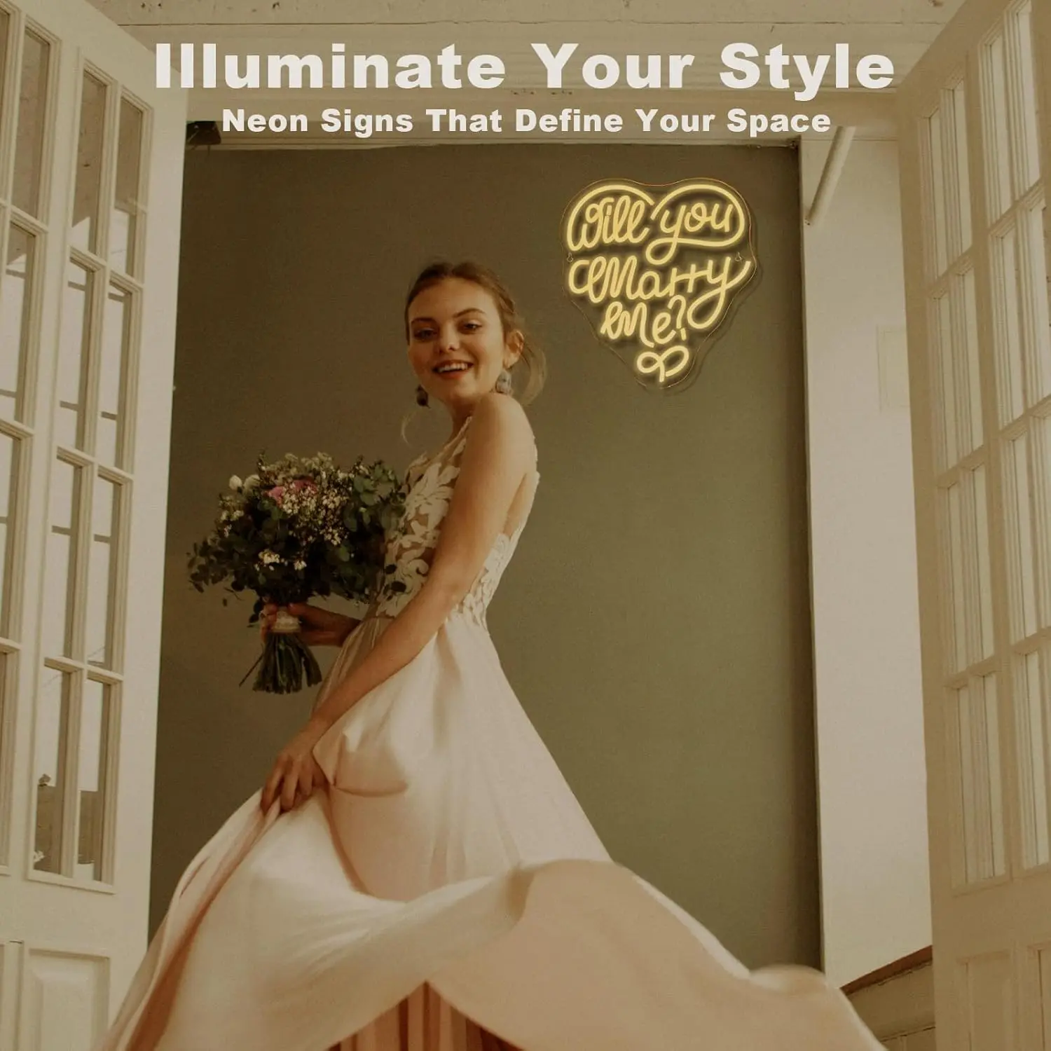 LED Neon Sign for Wall Decor Will You Marry Me Heart Shaped Neon Light USB Powered Dimmable for Wedding Party Gift Engagement Mo