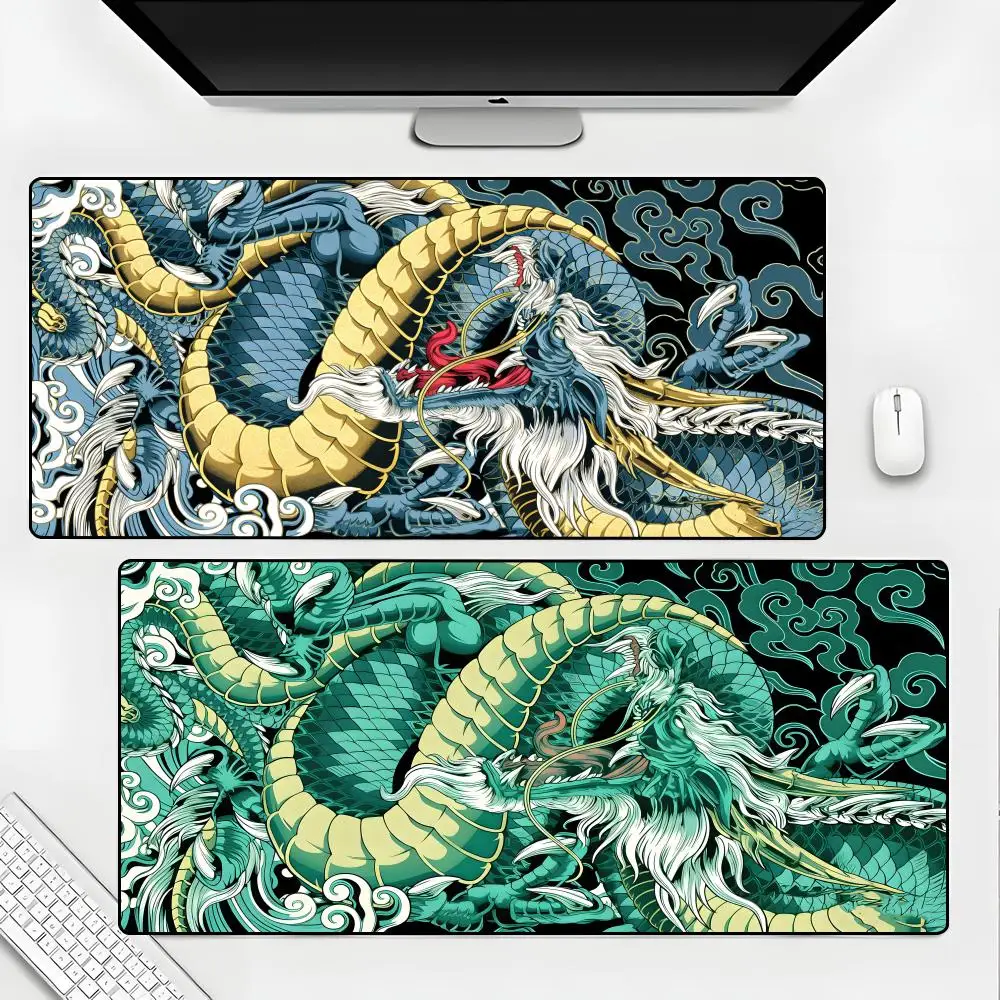 

Коврик для мыши с китайскими драконами, резиновый коврик для ноутбука XXL, игровой коврик для компьютера, аксессуары для геймеров