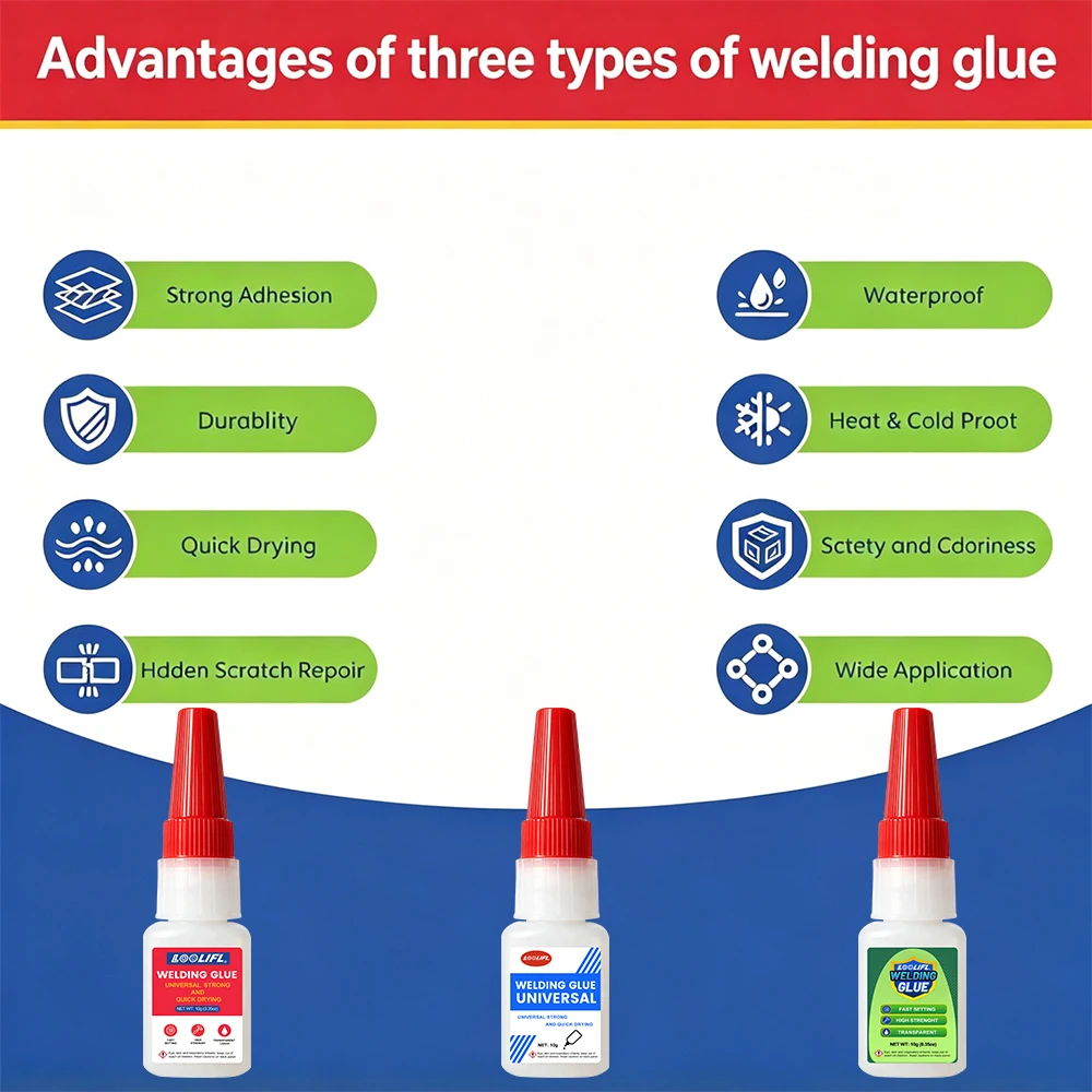 Welding Glue Universal High Strength Fast Drying Transparent Adhesive for Metal Plastic Ceramic Wood Household Industrial Repair