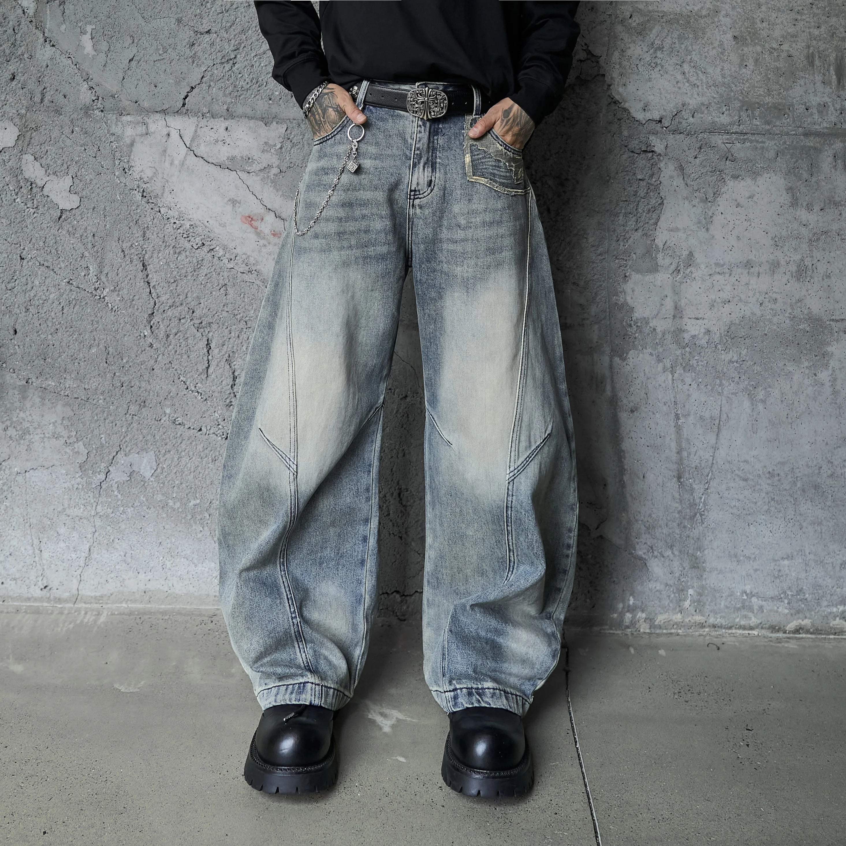Bild 5: AL80051 BLCG Hochwertige Loose-Fit Jeans mit Hoher Taille, Robuste Unisex Mode-Jeans