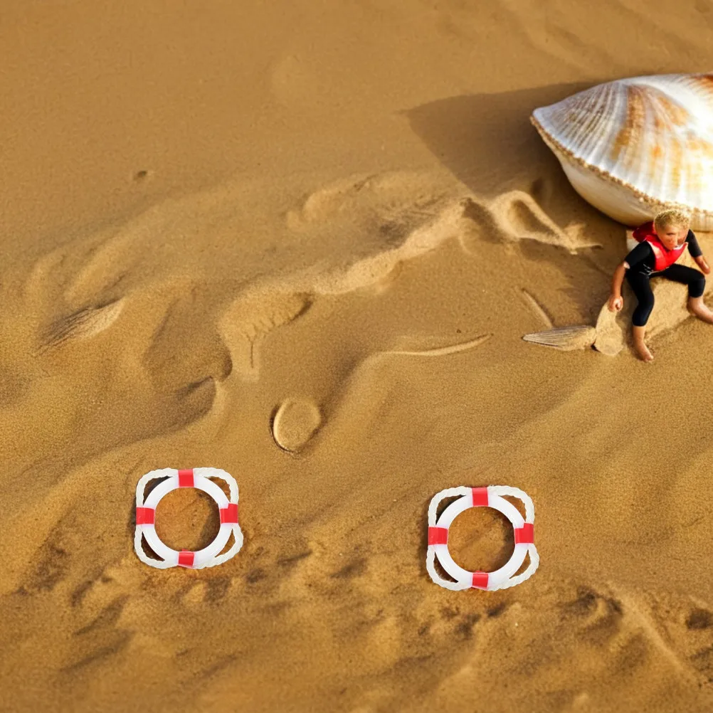 12Pcs Mini Lifebuoy Mediterranean Style DIY Beach Swim Ring Nautical Buoy Decoration Accessory Fairy Garden Figurines