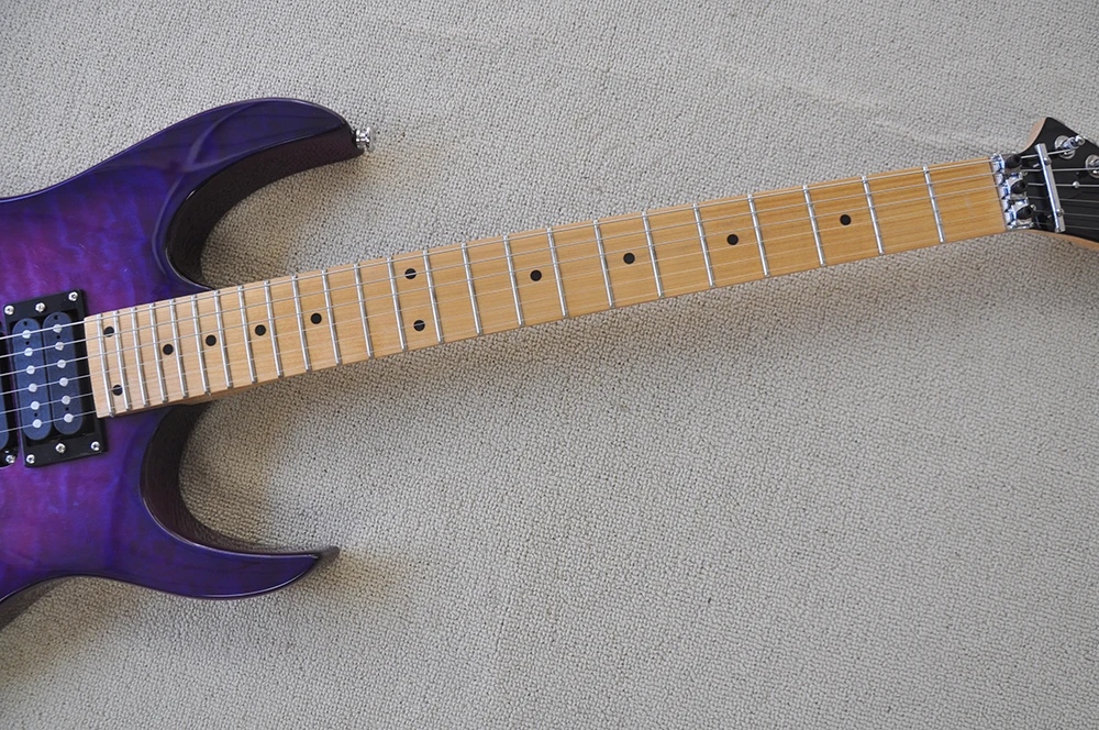 Purple Electric Guitar with Tremolo Bridge,Quilted Maple Veneer,Maple Fretboard ,Customizable