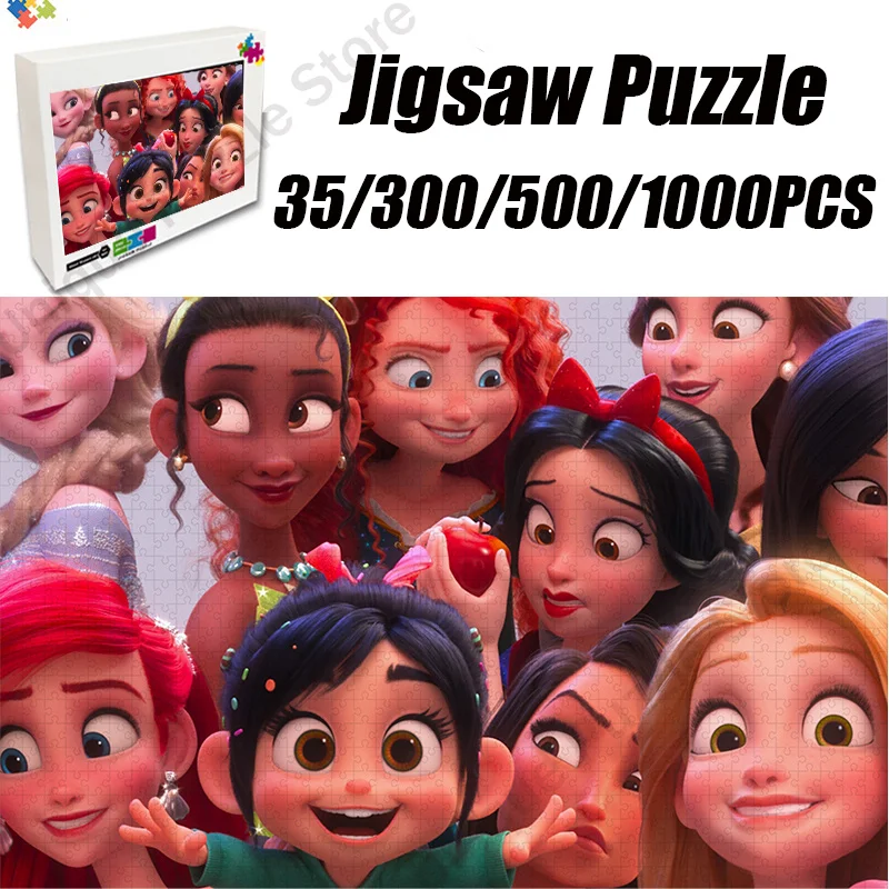 Jigsaw Puzzle putri Disney, Puzzle Elsa Ariel Snow White untuk anak perempuan hadiah Diy 35/300/500/1000 buah