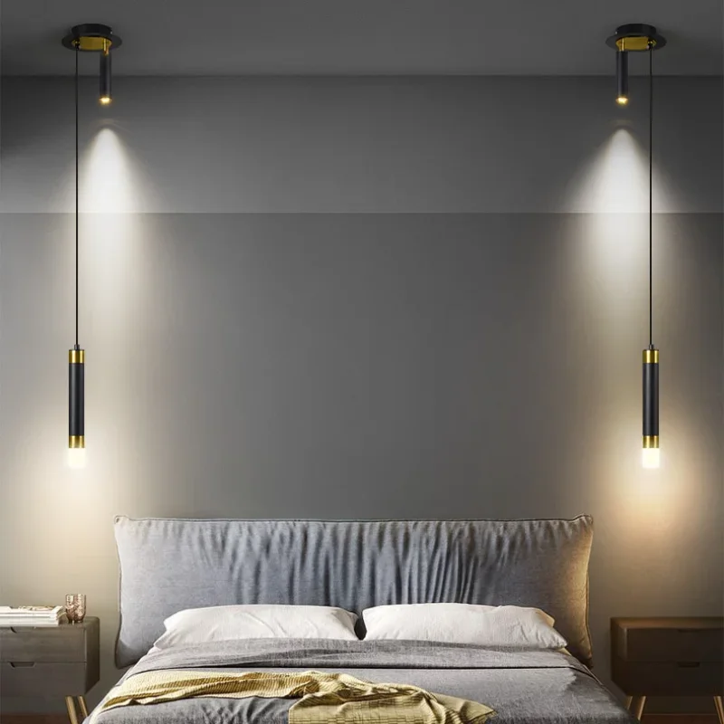 Modern Led Pendant Lamp Bedroom Bedside with Rotatable Spotlight Living Room Kitchen Reading Lighting Black Gold Hanging Lights