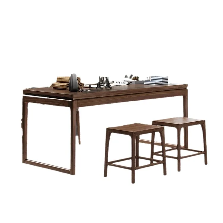 

New Chinese-style North American black walnut desk, Zen pure solid wood calligraphy table, old elm Sinology picture writing