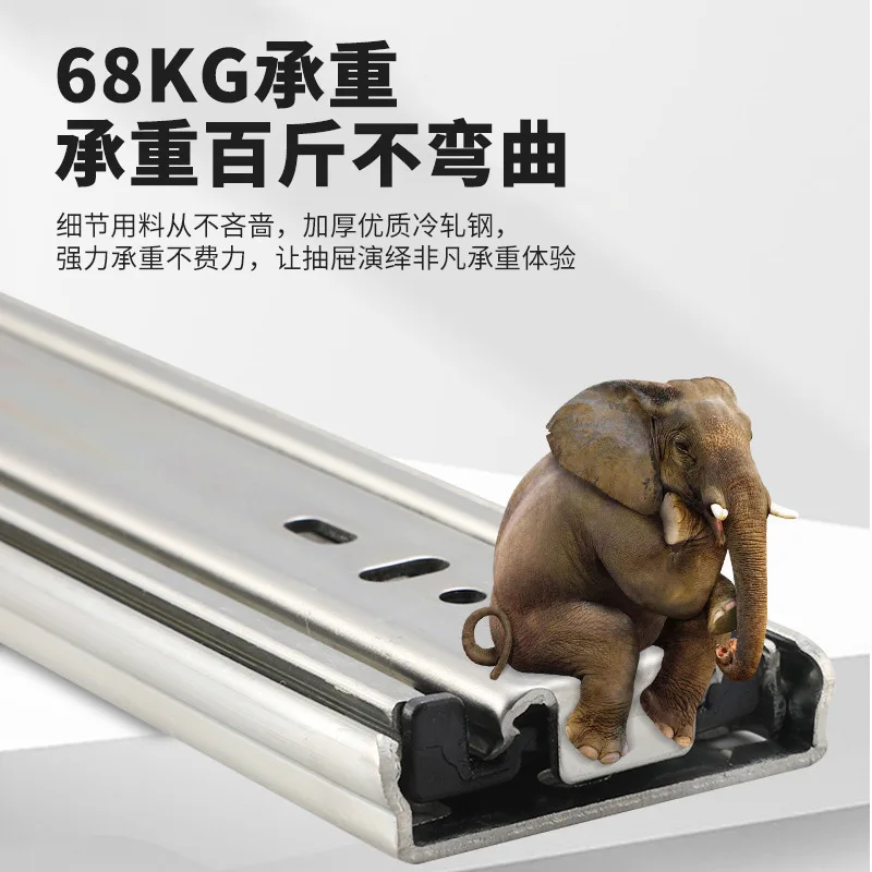 Mm Wide Heavy Duty Drawer Slides Lock Three Section Full Extension Ball Bearing Rails Silent Soft Close Kg Load To Inch Steel