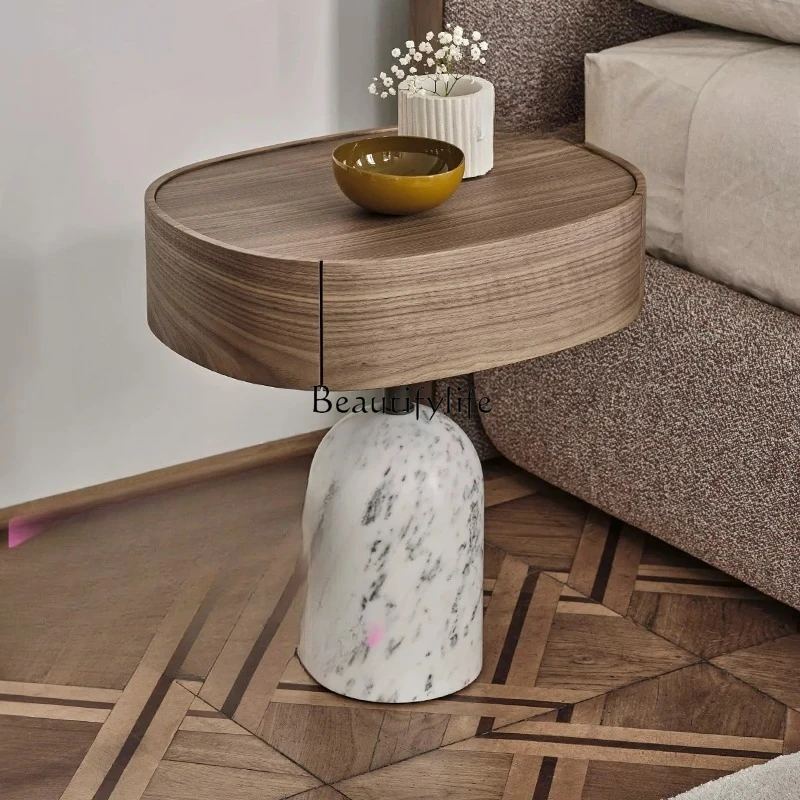 

Italian bedside table Small bedroom Bedside storage Locker Multifunctional creative marble with lamp