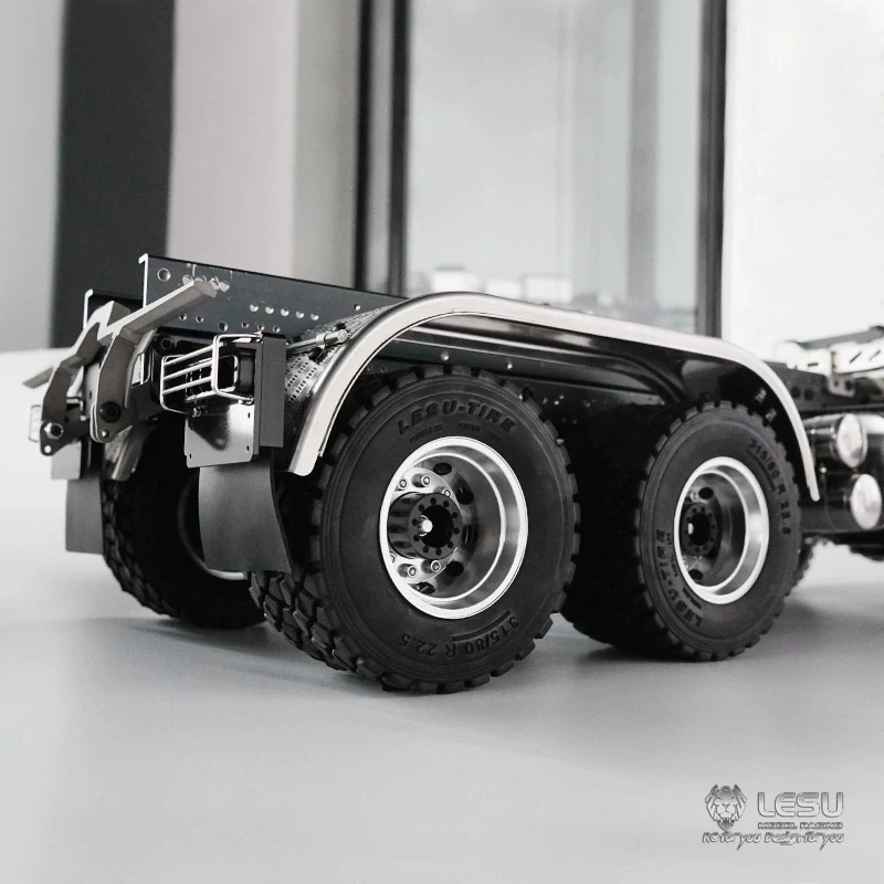 LESU โลหะสแตนเลสด้านหลังล้อ Dual เพลา Fender S-1243-A B สําหรับ Tamiya 3348 1/14 RC การ์ดรถบรรทุกของเล่นอะไหล่