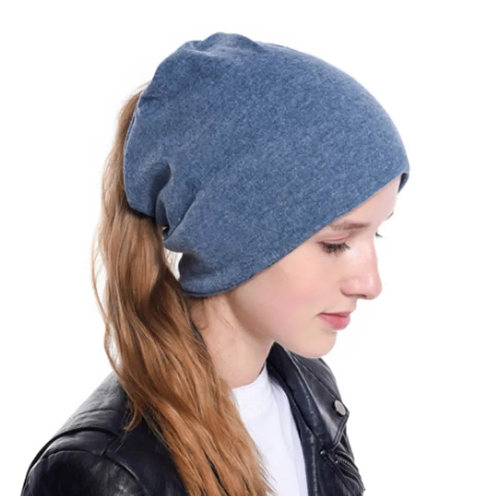 NEW Fashion Womens Knit Beanie pullover Hat Oversized Candy color Ponytail hat  cap sombreros de mujer casquette femme