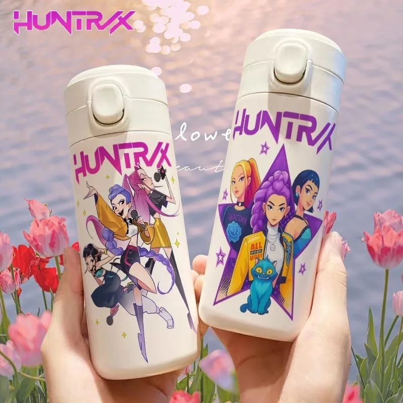 KPop Demon Hunters Cartoon Anime Rumi Mira Zoey Thermosbeker voor meisjes, modieuze schattige draagbare waterfles met grote capaciteit
