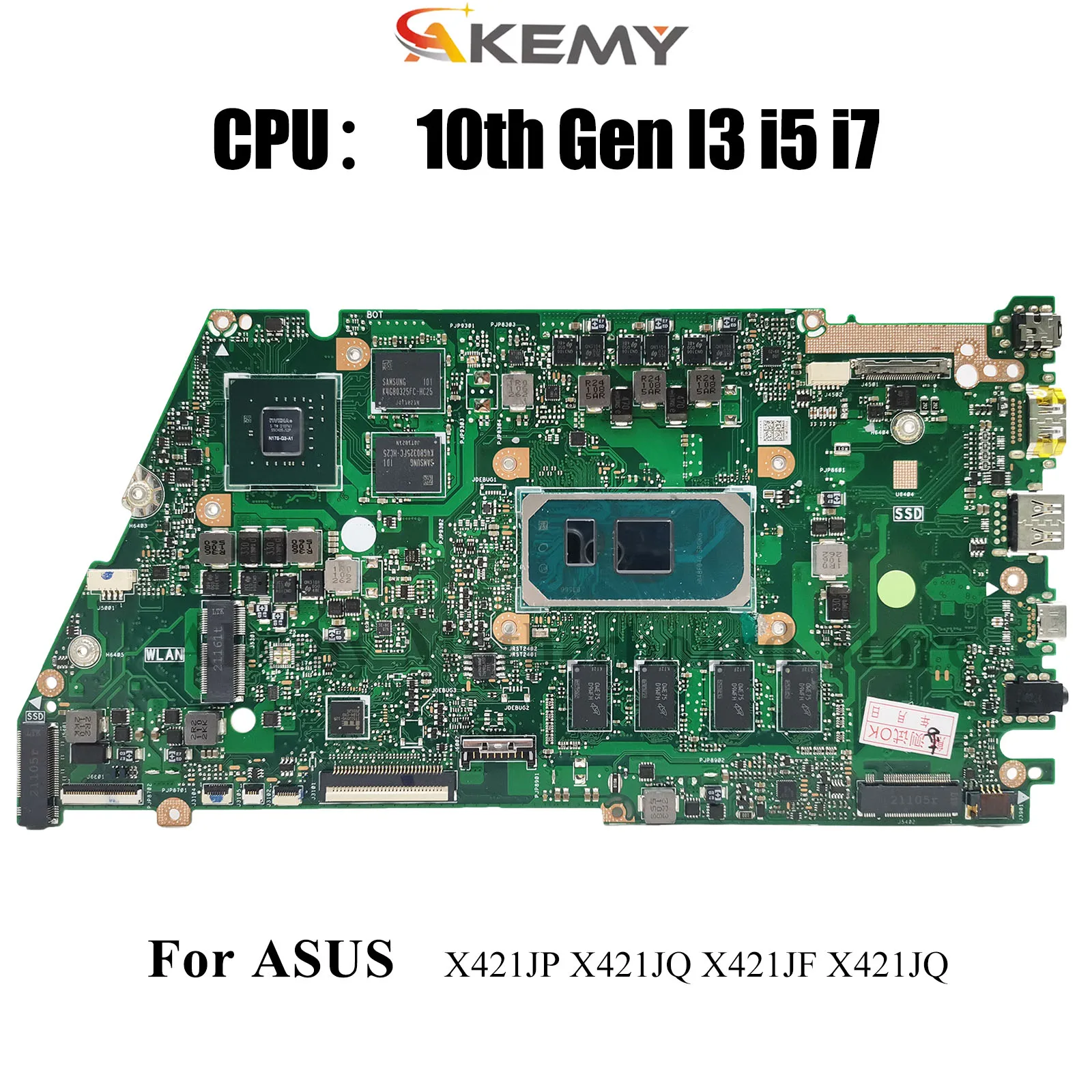 

X421JP Laptop Motherboard For ASUS X421J X421JQ X421JAY X413J X421JQ V4050J S433J X421JF R421J I421J Mainboard 10th Gen I3 i5 i7