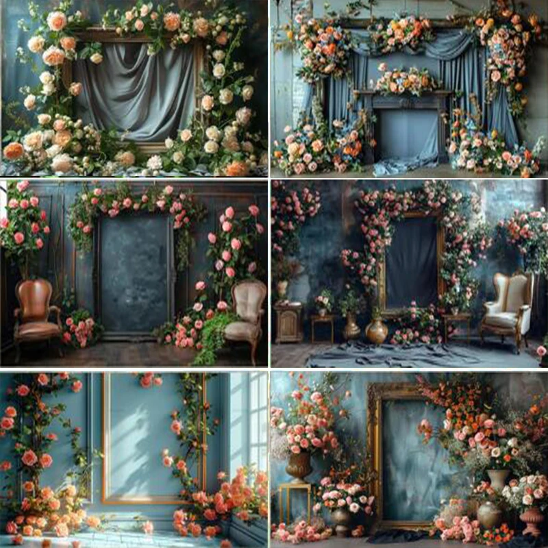 

Vintage Room Curtains Flowers Children Adult Birthday Party Banner Bridal Baptism Portrait Custom Decoration Photography Studio