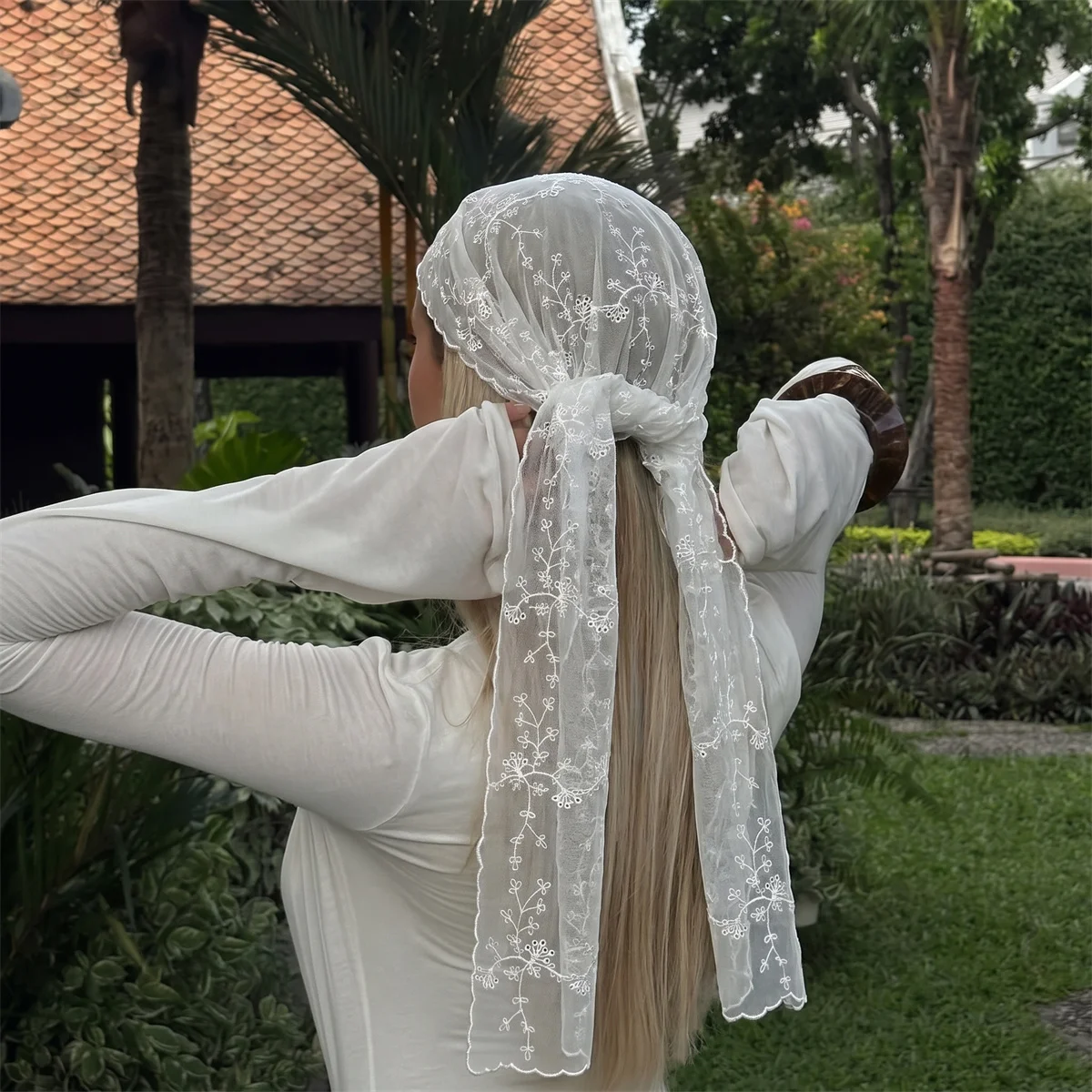 وشاح رأس نسائي من التول الشفاف - مراجعة Women Fashion Necktie وسعره