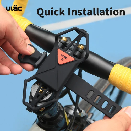 Imagen 2 del producto Soporte para teléfono de bicicleta Ulac 360 ° Soporte Universal extraíble para manillar de bicicleta, soporte para teléfono móvil de motocicleta, compatible con tubo de 22-56mm