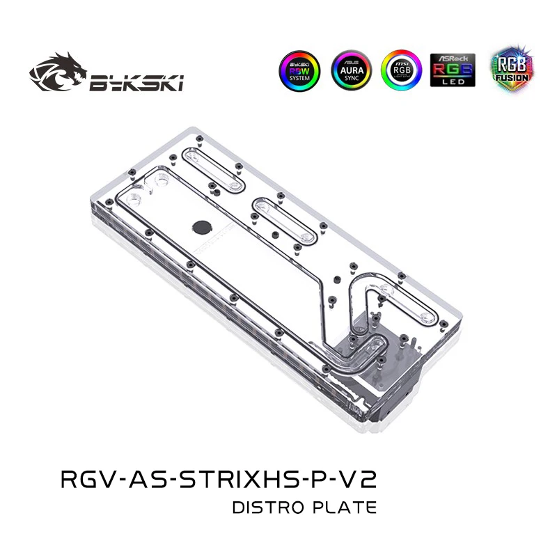 BYKSKI Distro Plate Acrylic Waterway Board Solution for ASUS ROG Strix Heli Case ,Support DDC Pump ,Reservoir Replace Water Tank