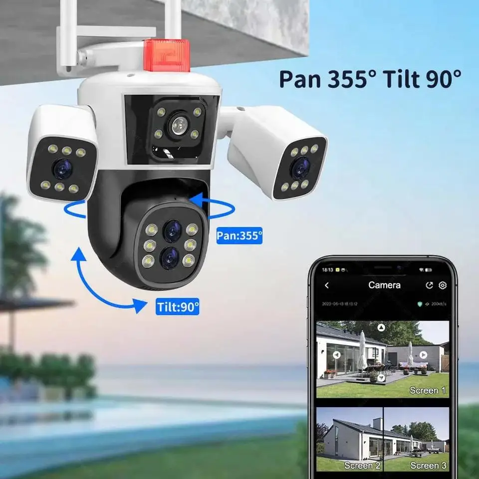 AIOOK domowa zewnętrzna kamera WIFI HD 16MP 10X ZOOM wodoodporna noktowizor CCTV dwukierunkowy rejestrator audio domofon kamera wideo PTZ