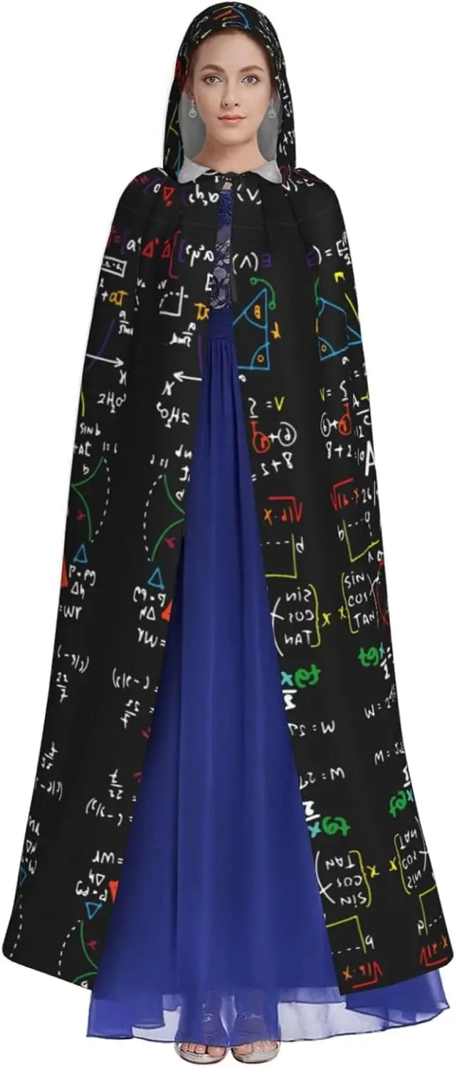 Math Formula print Adult Hooded Cape Carnival Festival Cape Cosplay Robe Costume party Gothic Carnival