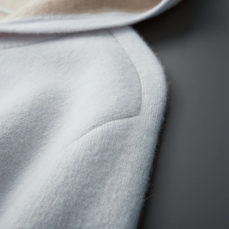 Air layer Jacquard Hoodie Men's Autumn Winter 100% Cashmere Knitted Jacket Cardigan Plus Thick Cashmere Sweater Men's Clothing