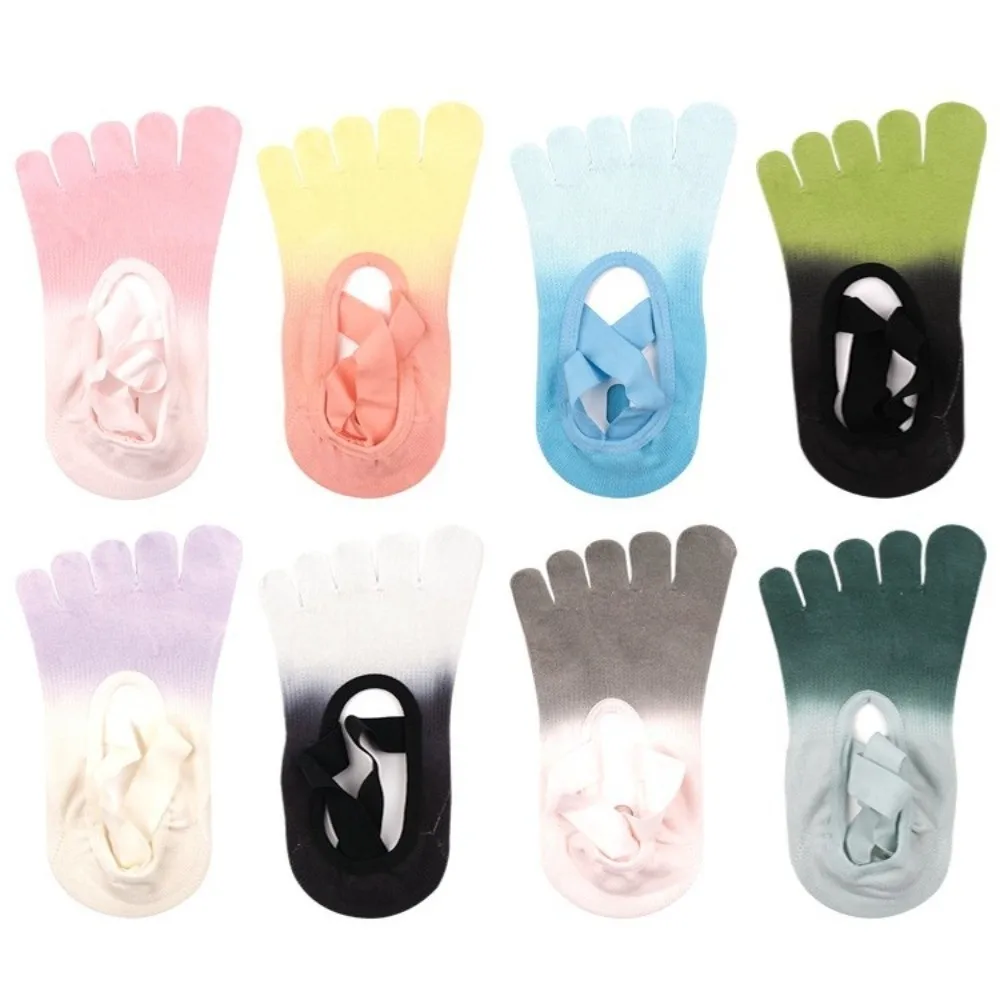 زوج واحد من جوارب اليوغا المضادة للانزلاق بخمسة أصابع، جوارب يوجا كاملة بخمسة أصابع احترافية من القطن المرن