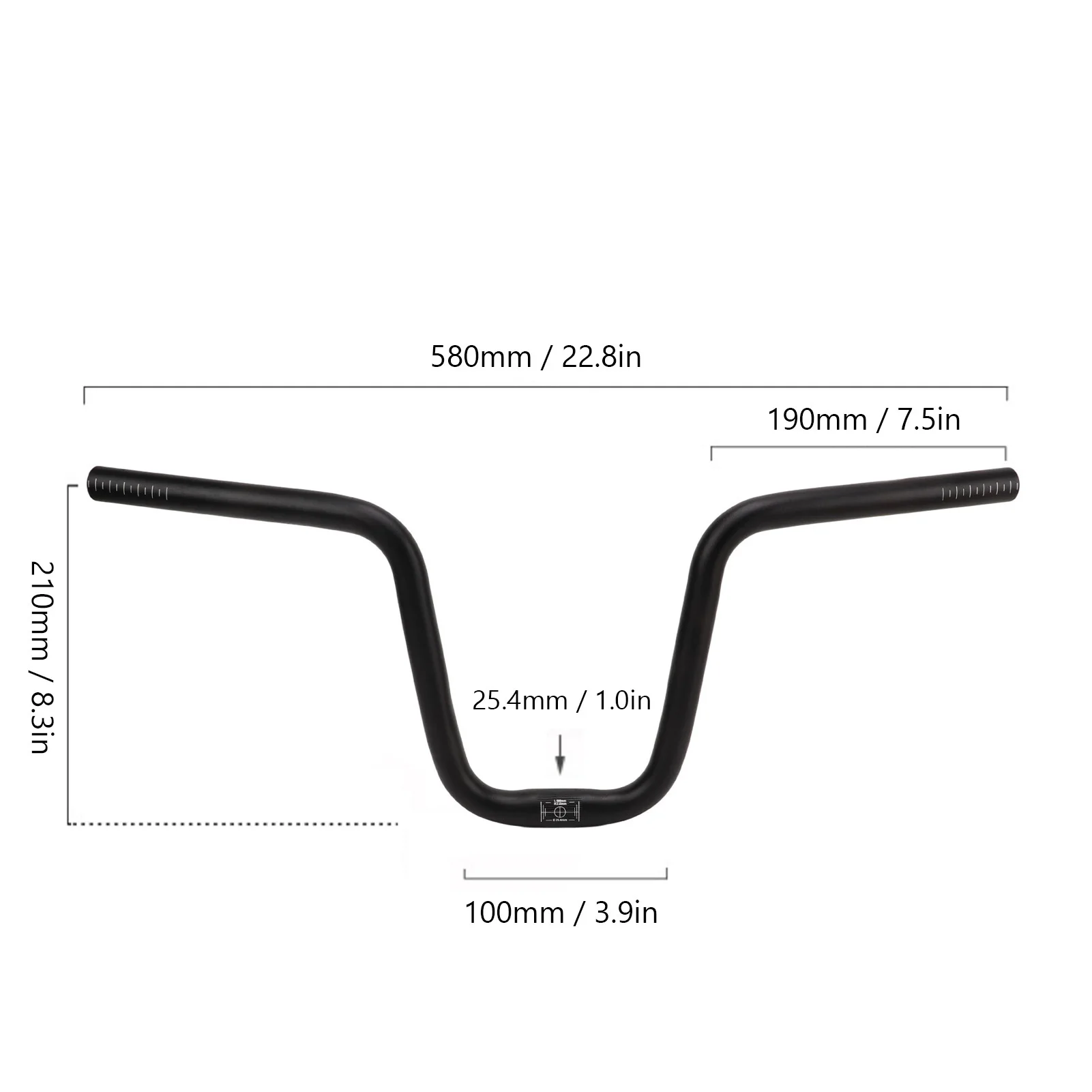 Mountainbike stuurverhoger, trillingsdempend, gemakkelijk schoon te maken, extra lang stuur voor racefietsen, 25,4 mm x 580 mm, voor fietsen.