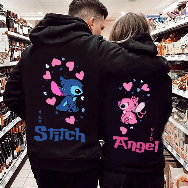 

stitch Angel couple hoodie men's and women's autumn and winter sweater casual tops Valentine's Day gift