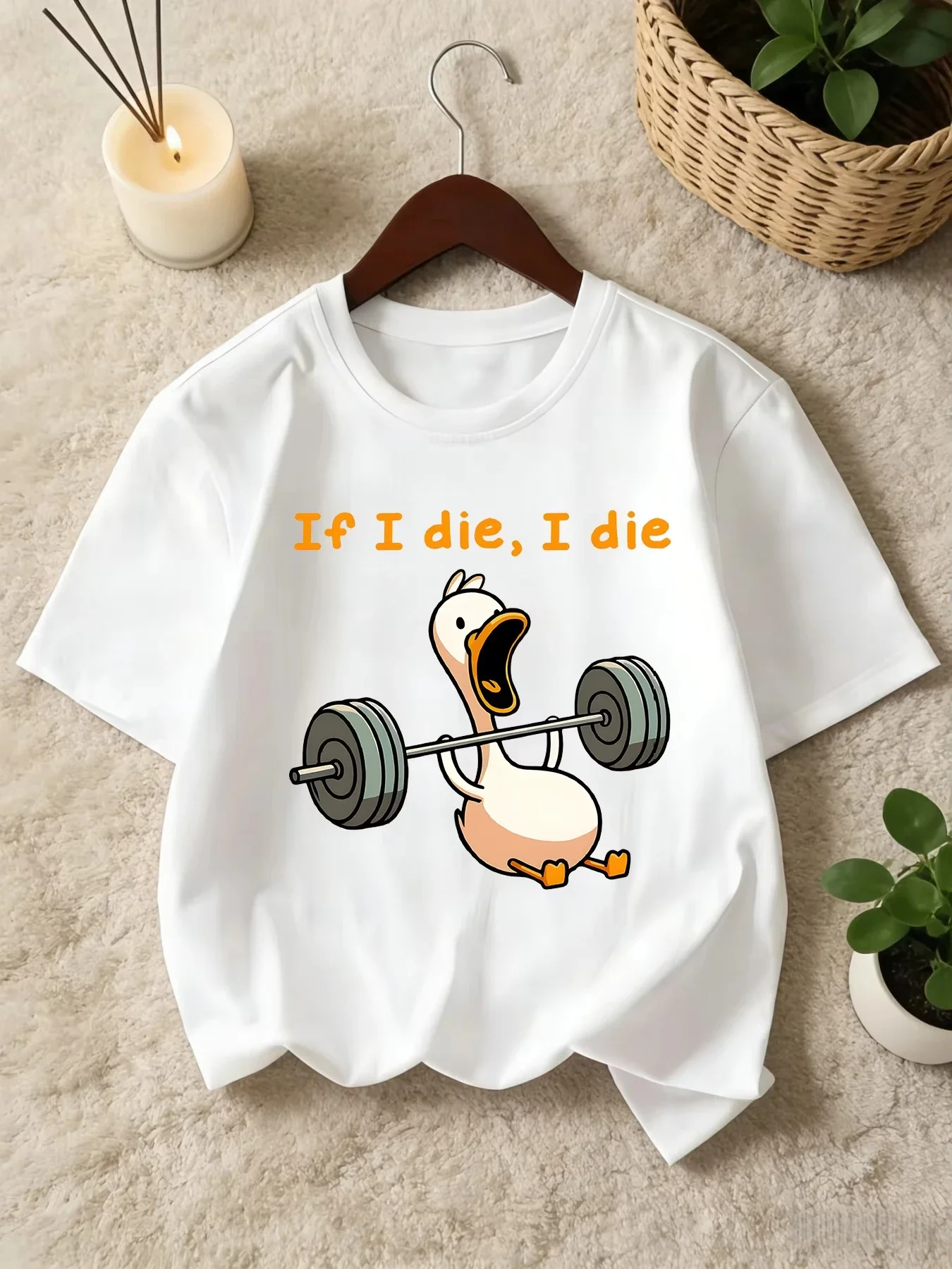 Funny Weight Lifting Duck Print Kids T Shirt Fashion O Neck Short Sleeve Top Boys Girls Casual Summer Clothing