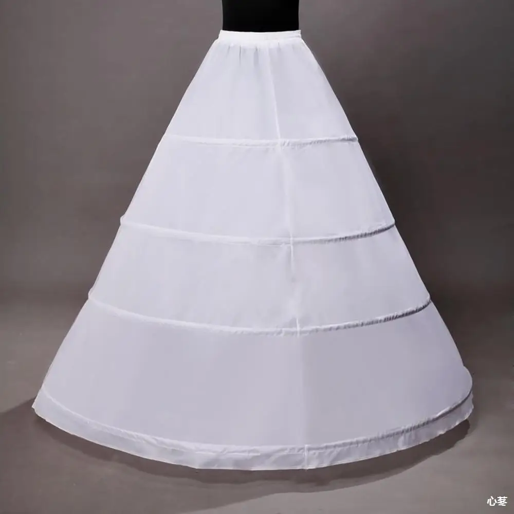 Frauen Krinoline Petticoat 4 Reifen A-Linie Rock Slips boden langen Unterrock für Hochzeit Ballkleid Brautkleid 2024