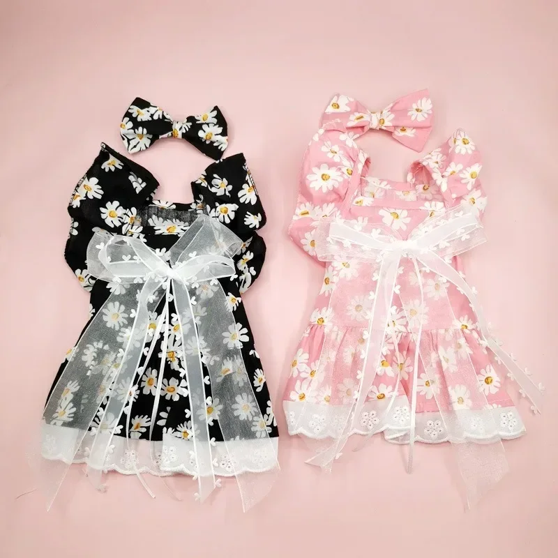 Pet Clothes Spring Summer Puppy Kitten Flower Pattern Cute Skirt Small and Medium-sized Dog Slip Dress Sweet