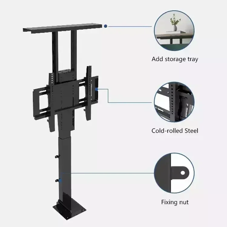 32-75 Inch Electric TV Cabinet Lifter TV Lift Stand with Automatic Height Adjustment Lcd Monitor Lift Motorized Tv Lift Cart