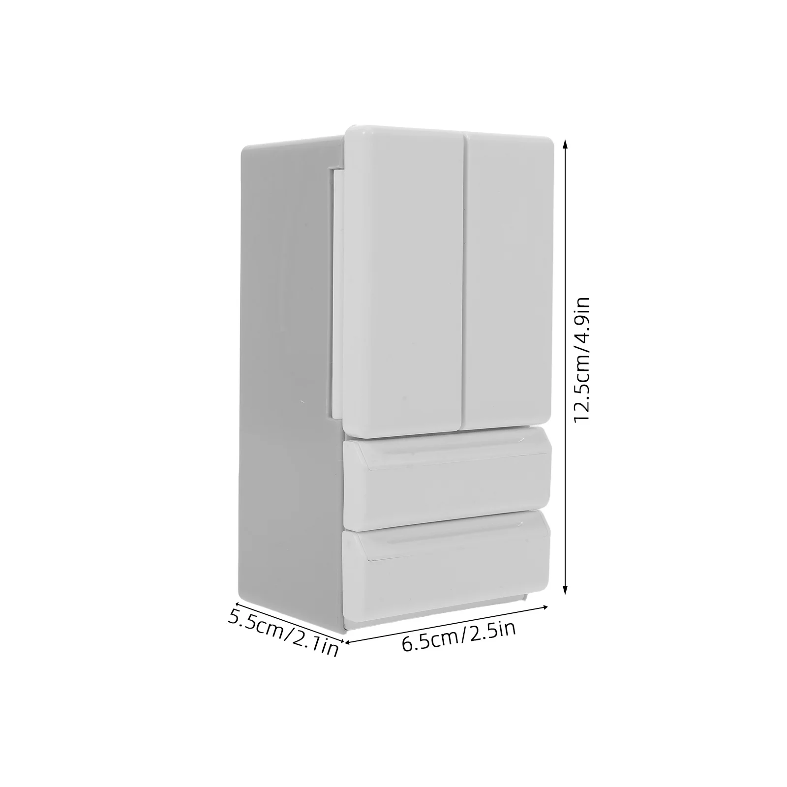 ثلاجة صغيرة واقعية لمطابخ بيت الدمى مع أبواب مزدوجة وظيفية وإعداد مدمج في غرفة اللعب التظاهري