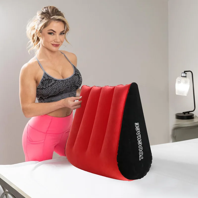 

Inflatable Triangle Wedge Shaped Pillow Lightweight Portable Travel Cushion Rest Sleep Acid Reflux Lumber Support Multifunction