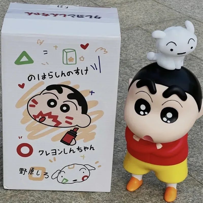 23cm Crayon Shin-Chan Noob Medium Red Angry Arrogant Hugging Hands Model Figure Trendy Gifts Home Toys Desktop Decorations