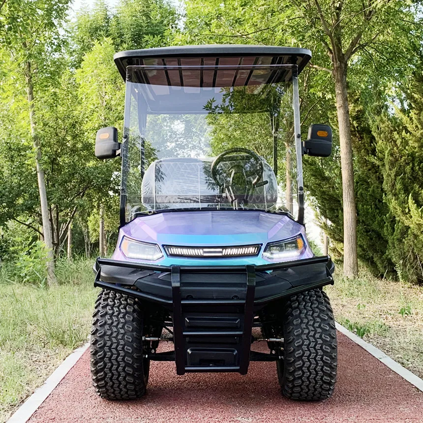 Rapid Delivery Electric Golf Cart Street Legal Commuter Car 2 Person Black High-End Seats With Headrest 14-Inch Off-Road Tires