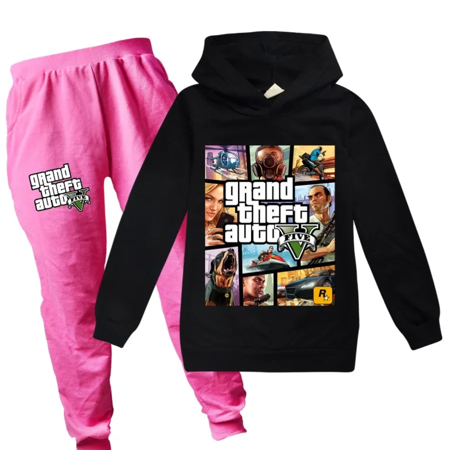 2024 Game Grand Theft Auto Gta V5 Clothing Set Kids Hoodies and Pants 2pcs Suit Toddler Boys Tracksuit Teen Girls Casual Outfits