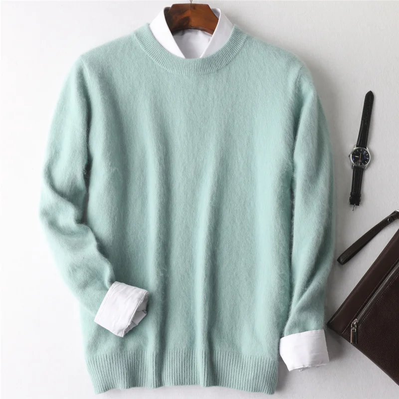 Suéter de Camere Masculino com Gola Redonda Tricotado Espo de Inverno Solto Tamanho ande Camada Base Suéter de Mink Tr...