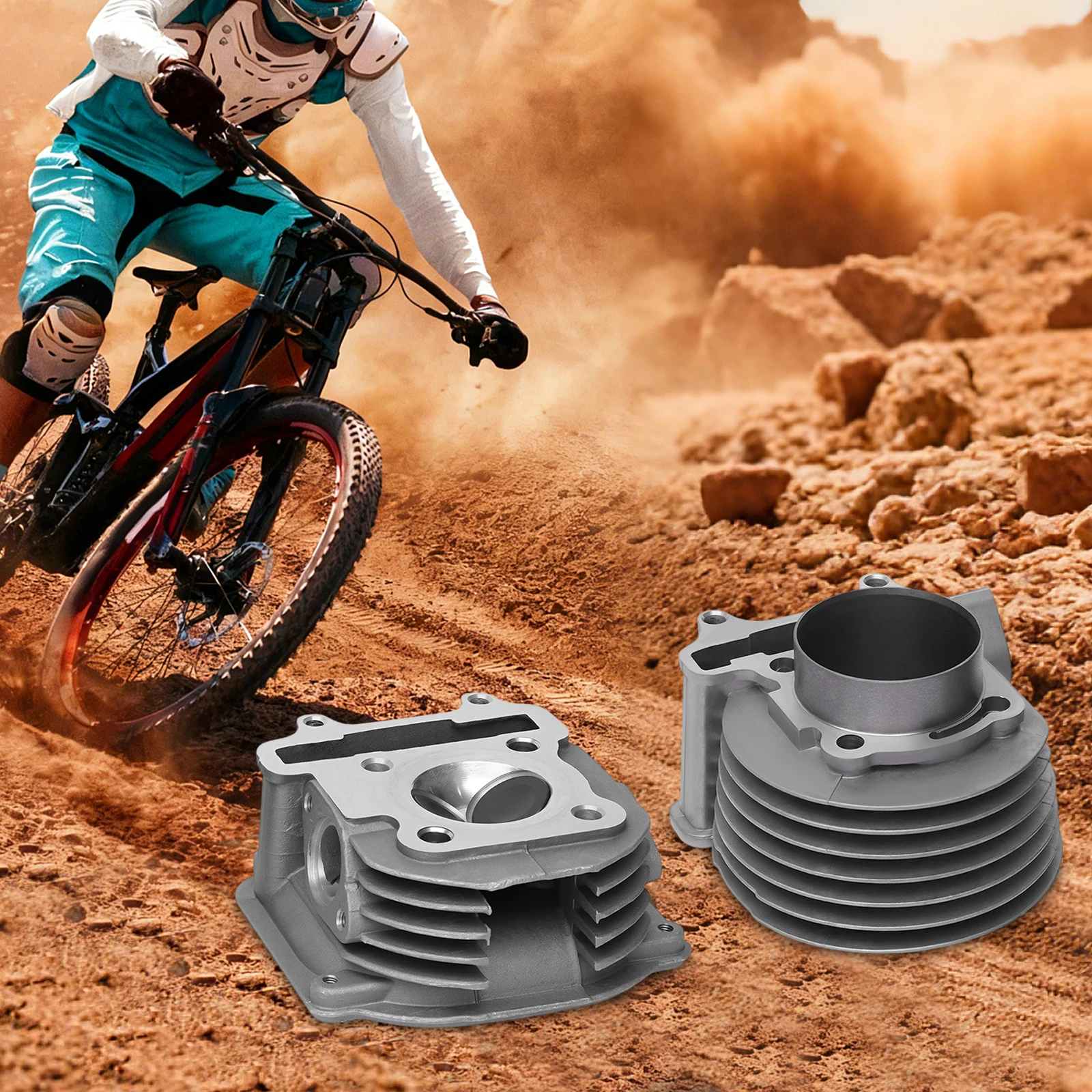 [مجموعة أسطوانات GY6 150cc مقاس 61 مم] مجموعة أسطوانات GY6 150cc مقاس 61 مم - معدن - للدراجة الرباعية ATV - متينة مطورة