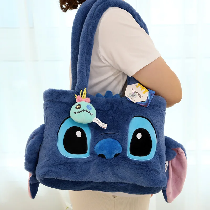 

Disney Stitch Plush Handbag New Cartoon Plush Doll Shoulder Bag Cute Cartoon Anime Handbag Storage Tote Bags Women Girl Gifts