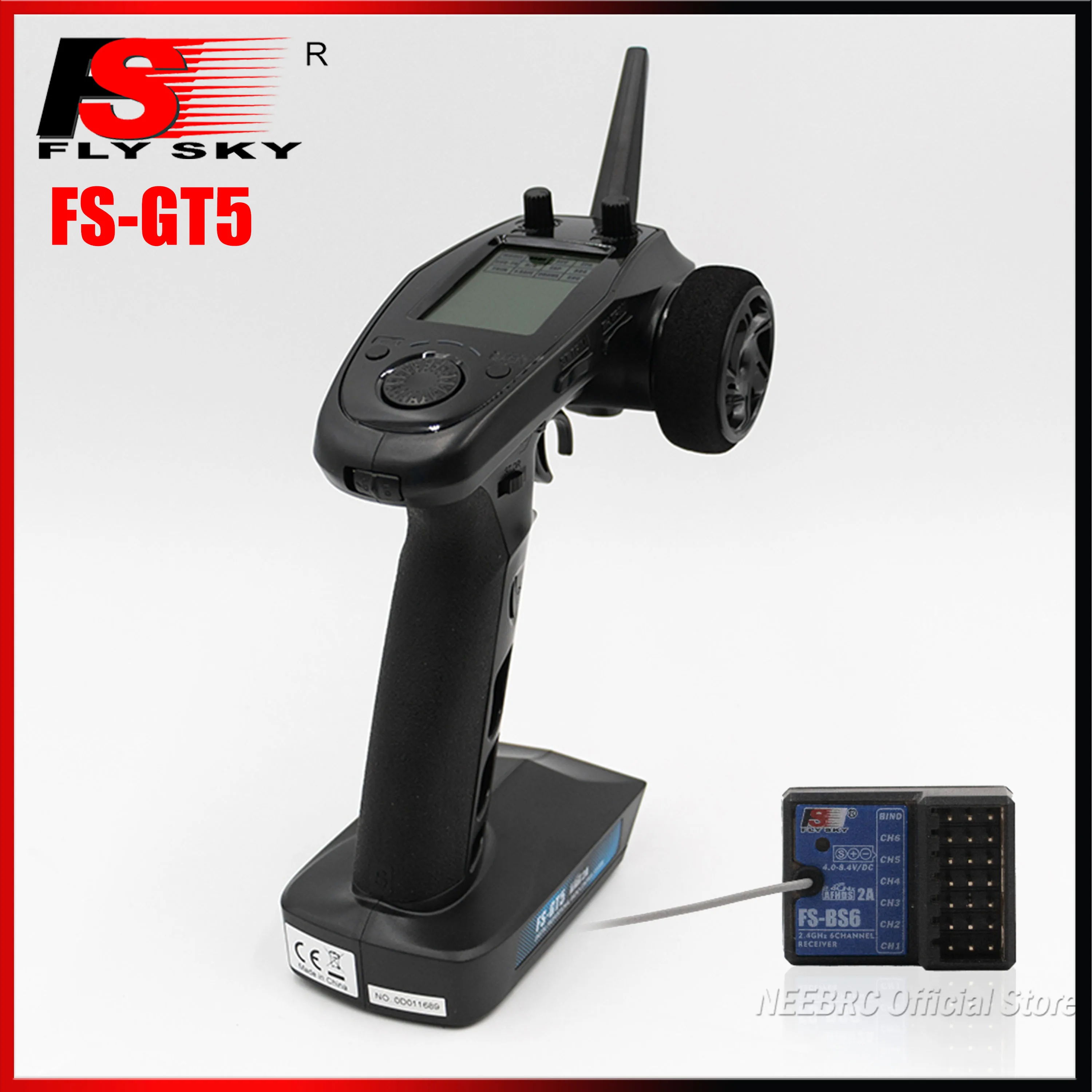 

FLYSKY FS-GT5 6CH 2.4G Remote Controller Transmitter with FS-BS6 Gyro Receiver 4-8.4V for RC Vehicles Crawler Car Boat Tank Part