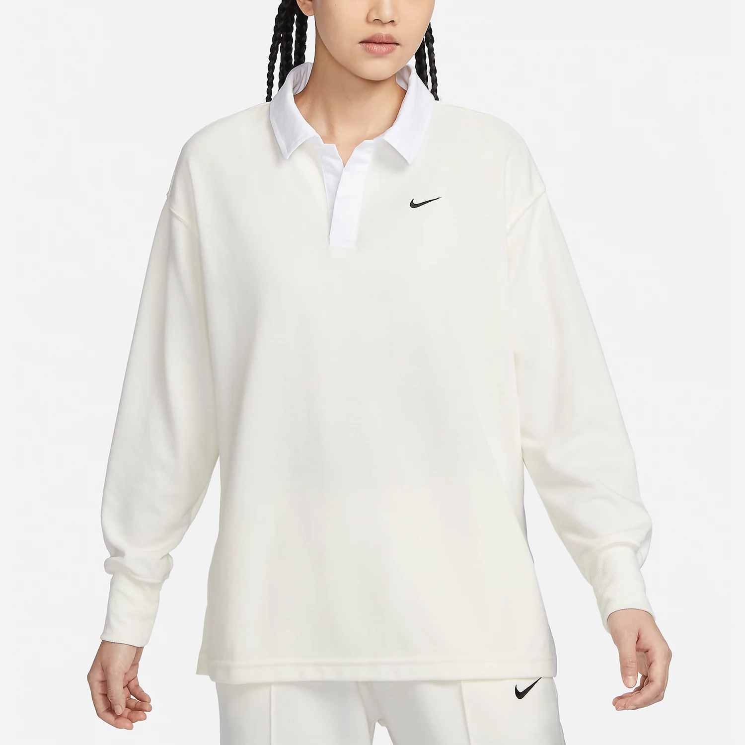 

Nike genuine New Women's Minimalist Loose Collar Long Sleeve T-Shirt FB8721-133