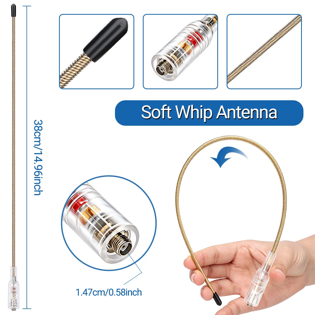 ABBREE AR-771 Transparent High Gain Walkie Talkie Replacement Antenna SMA Female For Baofeng UV-5R BF-888S for Outdoor Security view 3