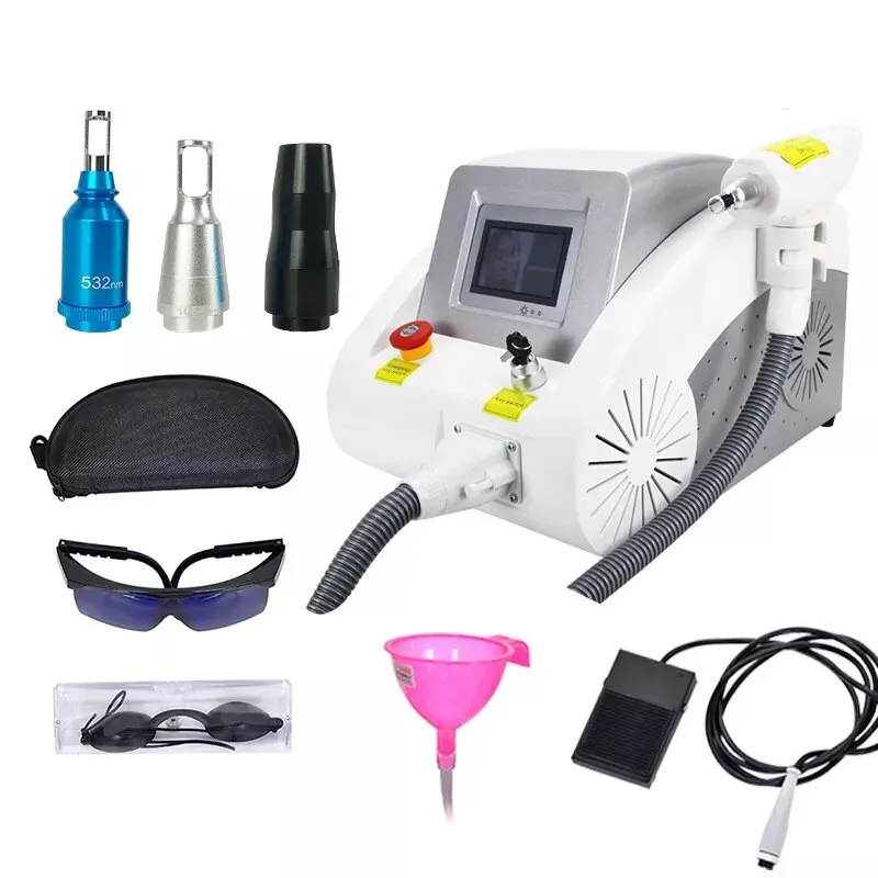 Q-switch e yag máquina de remoção de tatuagem, peeling de carbono e pigmentação, 1320 1064 532nm, novo, 2023