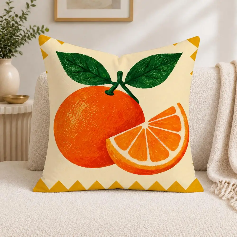 Orange Lemon Apple Cushion Cover Square Decorative Sofa Pillow Case Bedroom Living Room Home Decor Gift