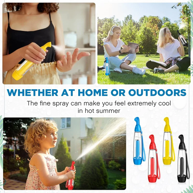 A24P 4 pezzi Summer Mister Spray Set di bottiglie Pompa Mister Dispositivo di raffreddamento personale Bottiglie spray in plastica vuote Acqua ricaricabile
