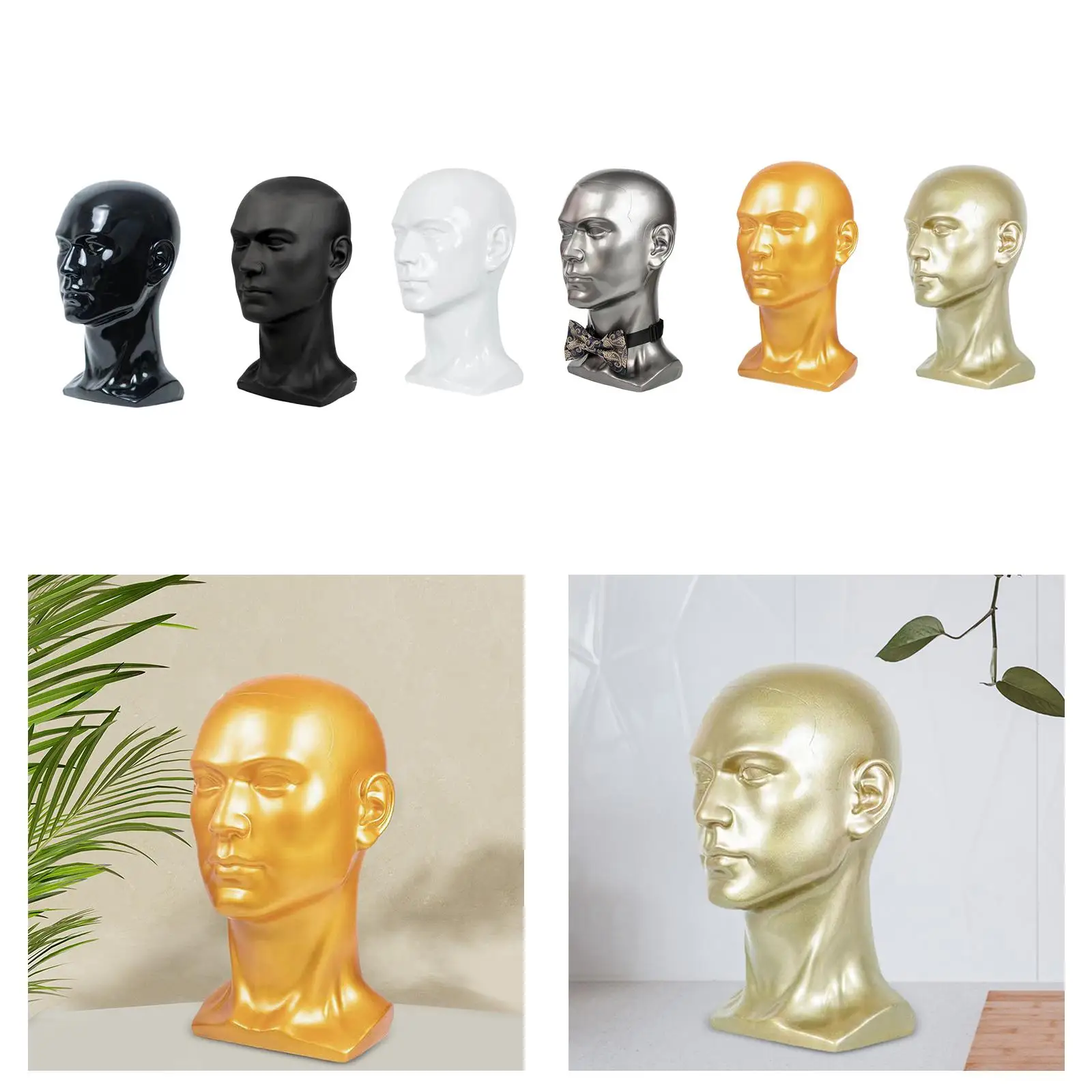 

Male Mannequin Head Wig Head Hat Rack Hat Display Stand Versatile Manikin Head for Headwear Hair Salon Barber Shop Eyeglasses