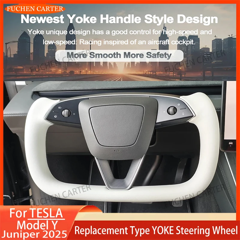 

Nappa Leather Heated Steering Wheel Handle for Tesla Model Y Juniper 2025 Personalized Racing Custom Steering Wheel Accessories