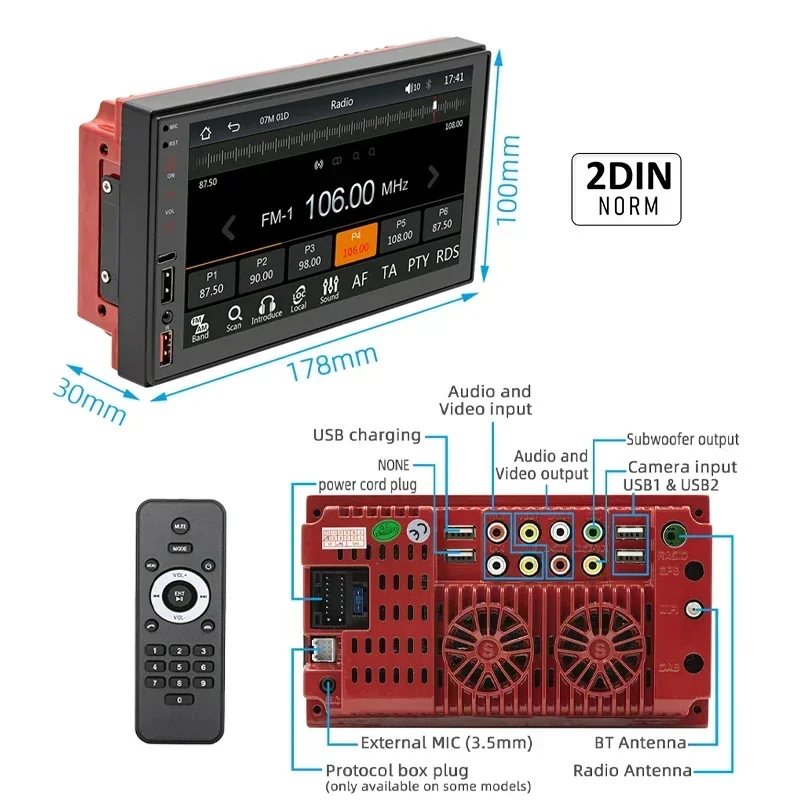 7 "2 DIN راديو السيارة MP5 مشغل الوسائط المتعددة FM مع CarPlay أندرويد السيارات بلوتوث يدوي USB نظام الصوت رئيس وحدة للمركبة #4