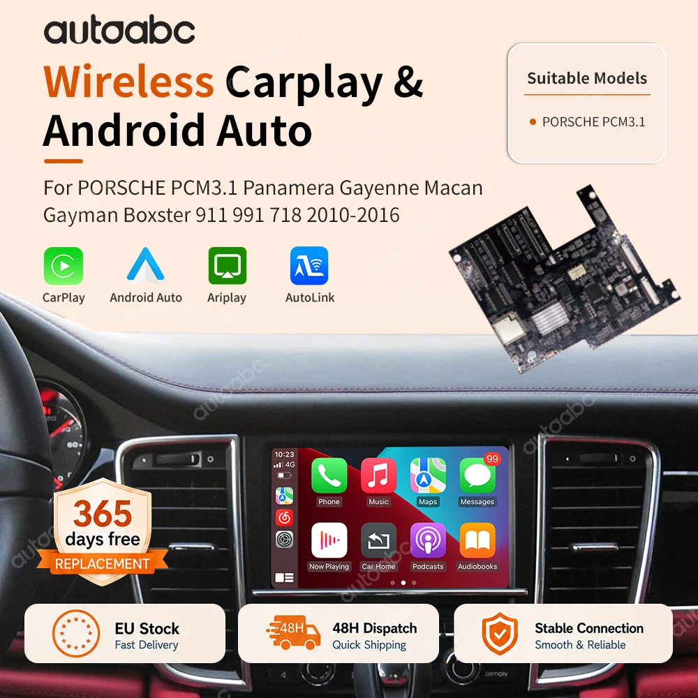 CarPlay sans fil pour Porsche PCM 3.1 : Panamera, Cayenne, Cayman, Macan, Boxster, 911, 991, 718 ; Android Auto, AirPlay, MirrorLink, Navigation AirPlay, NAVI MAP