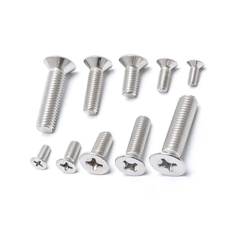 Tornillos de máquina avellanados de acero inoxidable 304, tornillo cruzado Phillips de cabeza plana M3 M4 M5, Kit de fijación de Hardware, 10/50 Uds.