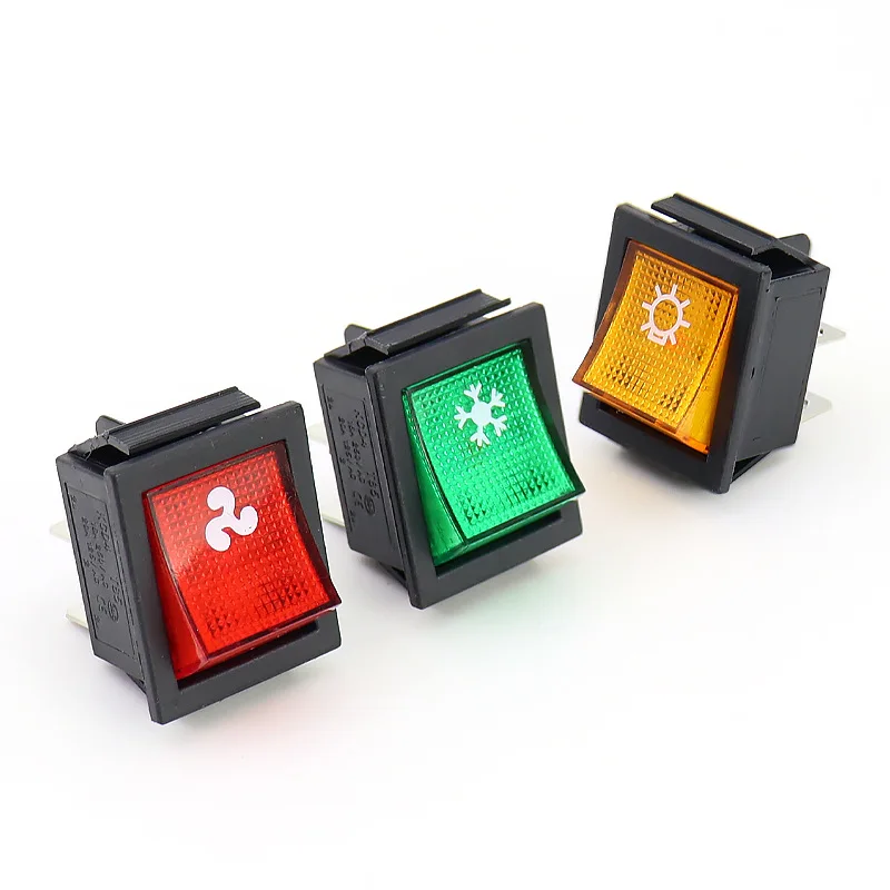 5PiecesKCD4Rocker Switch16AHigh Current Four-Leg Two-Position Rocker Switch31*25mmPower Switch Red Green Yellow